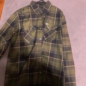 DIXXON Olive and Black Plaid Button Down Shirt